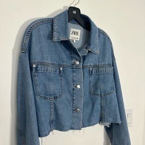 Zara cropped oversized denim jacket in good condition